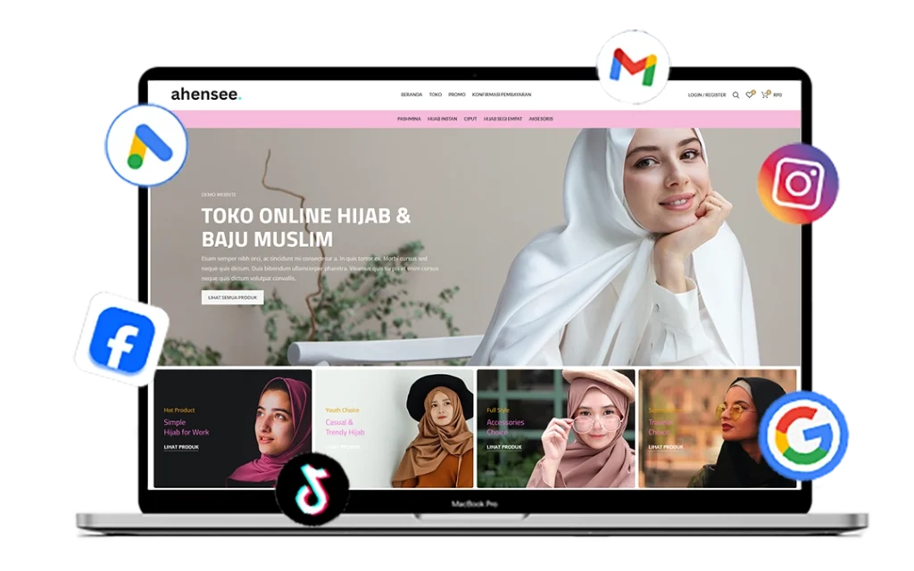 hero image website ahensee toko online ecommerce mockup